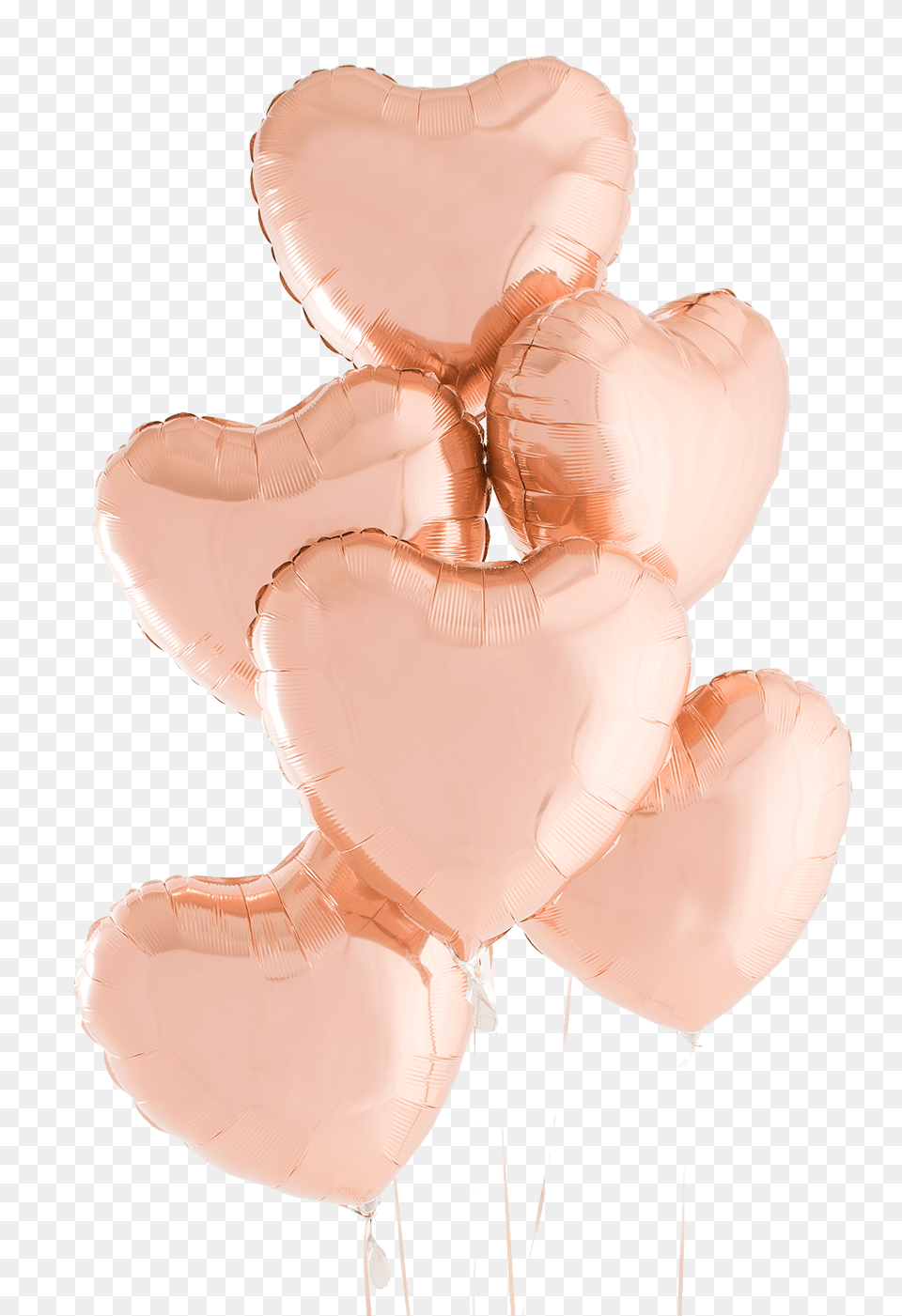 Rose Gold Hearts Half Dozen Helium Filled Balloon Bouquet Illustration, Heart Free Transparent Png