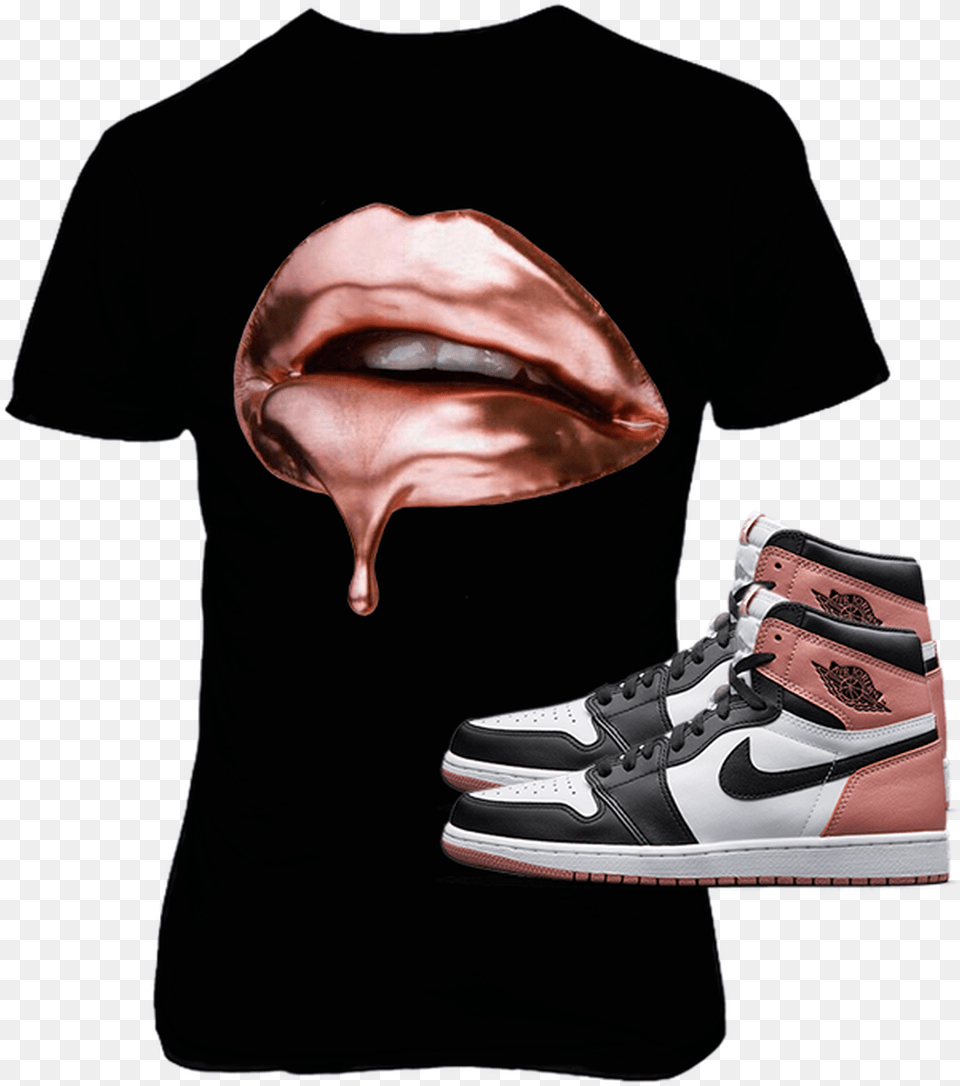 Rose Gold Jordan Shirt, Clothing, Footwear, Shoe, Sneaker Png Image