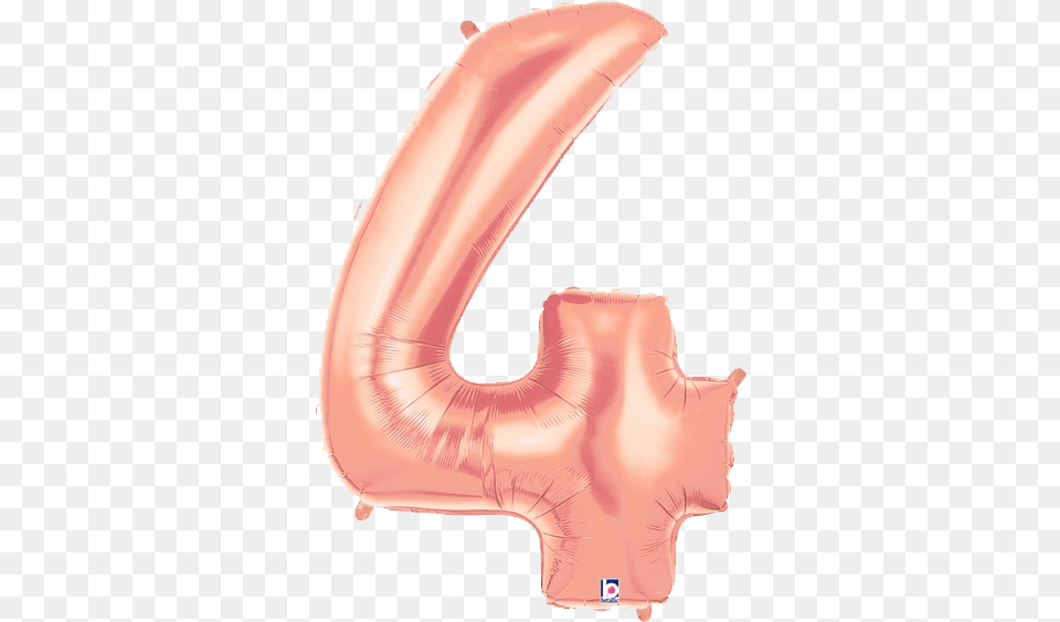 Rose Gold Number 4 Megaloon Balloon Numbers Blue Number 4 Balloon, Body Part, Stomach, Animal, Fish Png