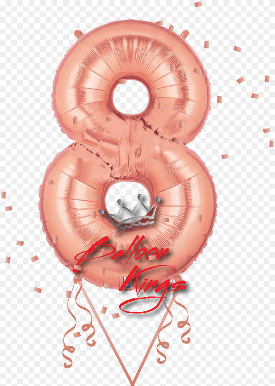 Rose Gold Number 8, Balloon, Text, Symbol Free Png Download