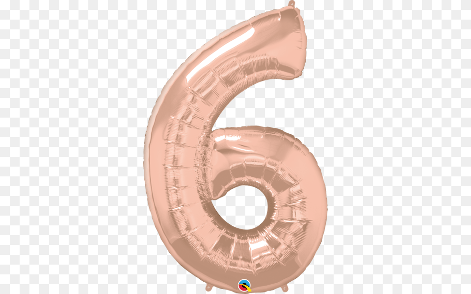 Rose Gold Number Number 6 Foil Balloon, Text, Symbol Png