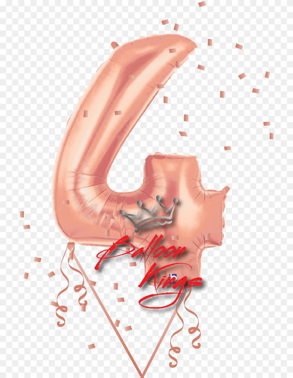 Rose Gold Number Rose Gold Number 4 Mylar Balloon, Body Part, Stomach, Ear Free Png