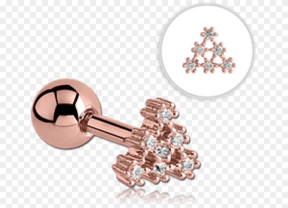 Rose Gold Plate White Crystals Triangle Snowflake 316l Surgical Steel Ear Cartilage Helix Tragus Earring, Accessories, Jewelry, Smoke Pipe, Toy Free Png Download