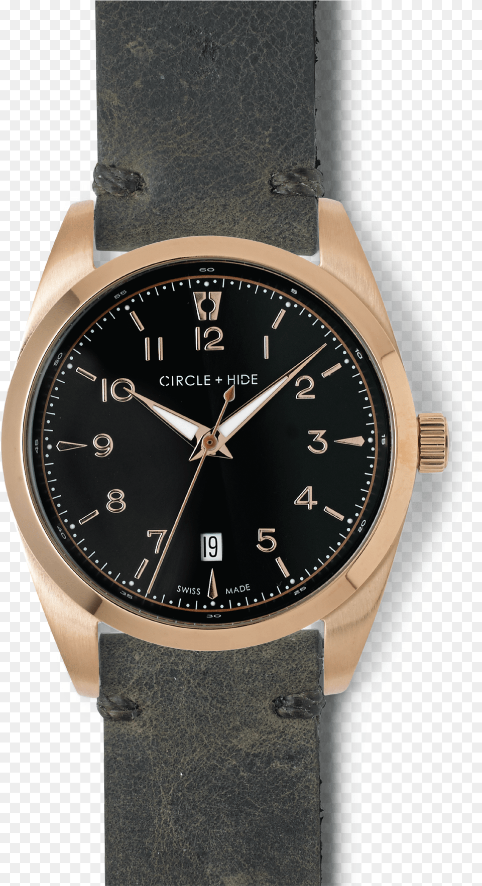 Rose Gold Watch Black Dial Distressed Brown Leather, Arm, Body Part, Person, Wristwatch Png Image