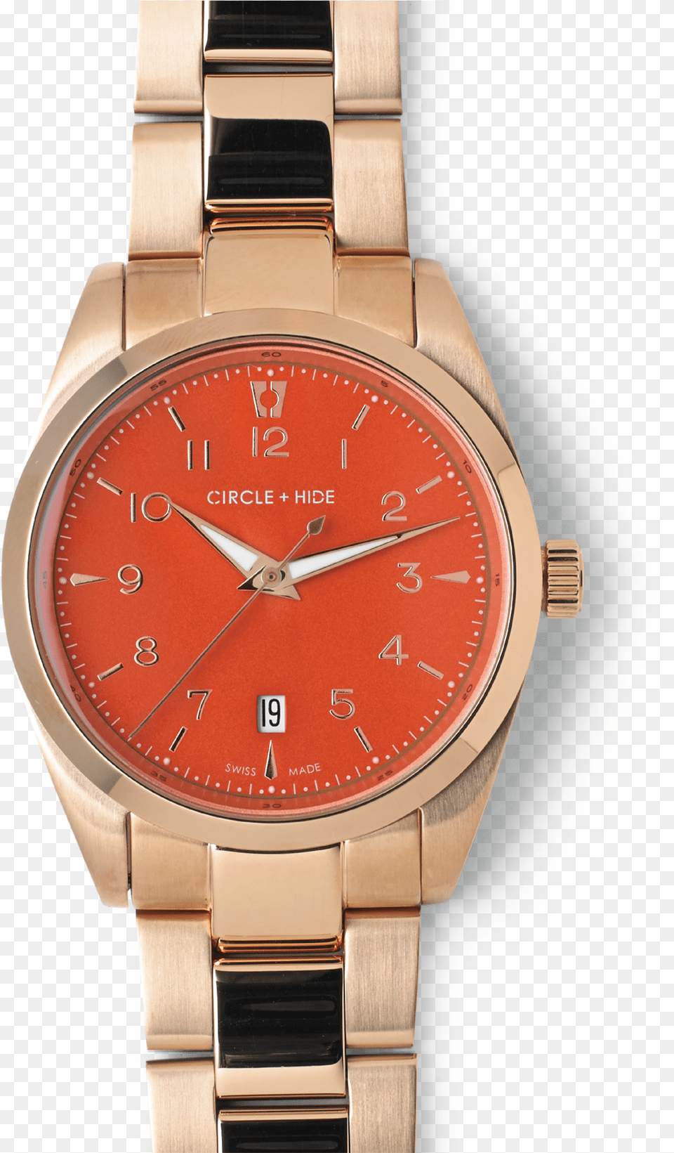 Rose Gold Watch Flame Dial Oyster Links Analog Watch, Arm, Body Part, Person, Wristwatch Png Image