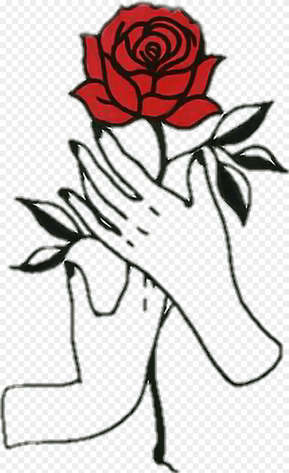 Rose Hands Aesthetic Tumblr Draw Easy Aesthetic Rose Drawing, Flower, Plant Free Transparent Png