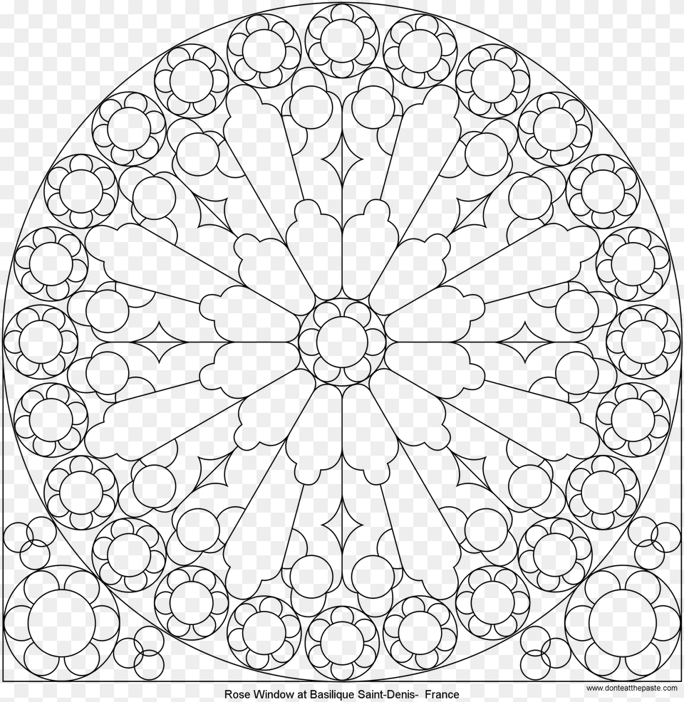 Rose Mandala Picture To Color Stained Glass Window Rose Window Notre Dame Coloring Page, Gray Free Png Download