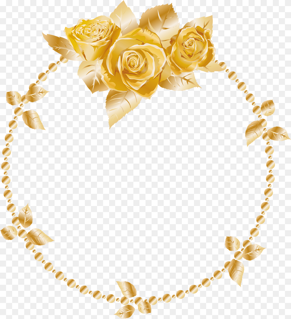 Rose Oses Wreath Gold Header Border Frame Decor Decorat, Accessories, Flower, Jewelry, Necklace Free Png