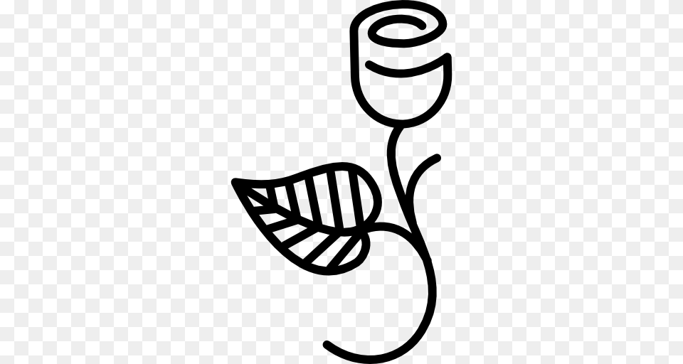 Rose Outline With Branch And A Leaf, Glass, Stencil, Smoke Pipe, Face Free Png Download