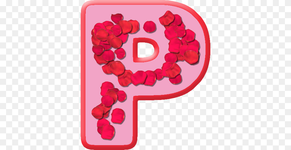 Rose Petals Letter P Rose Petal Letter P, Plant, Flower, Birthday Cake, Food Free Png Download