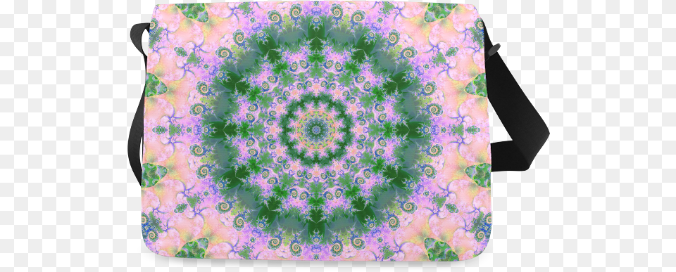 Rose Pink Green Explosion Of Flowers Mandala Messenger Messenger Bag, Accessories, Handbag, Pattern, Purse Free Png Download