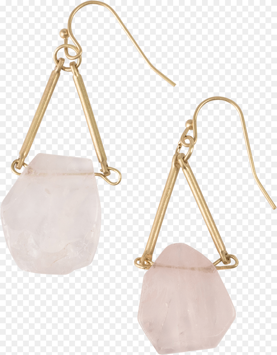 Rose Quartz On Triangle Earrings Earrings, Accessories, Earring, Jewelry, Crystal Free Transparent Png