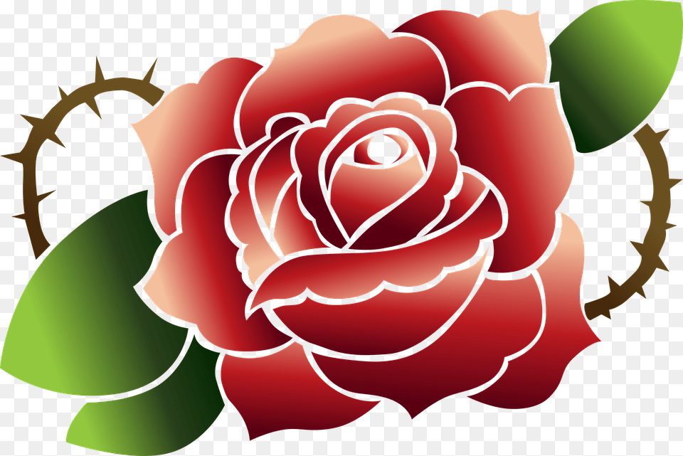 Rose Red Tattoo Thorns Flower Bloom Blossom Tato Bunga, Plant, Dynamite, Weapon Png Image