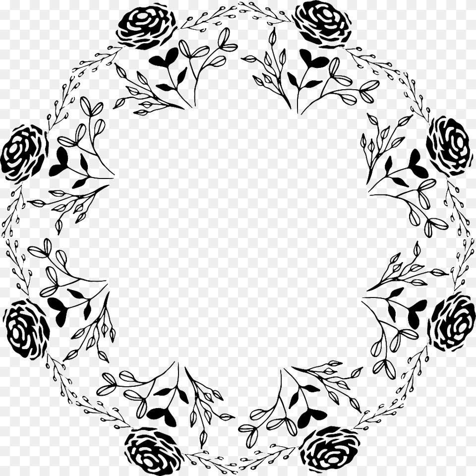 Rose Ring Black And White Wreath, Art, Floral Design, Graphics, Pattern Free Png Download