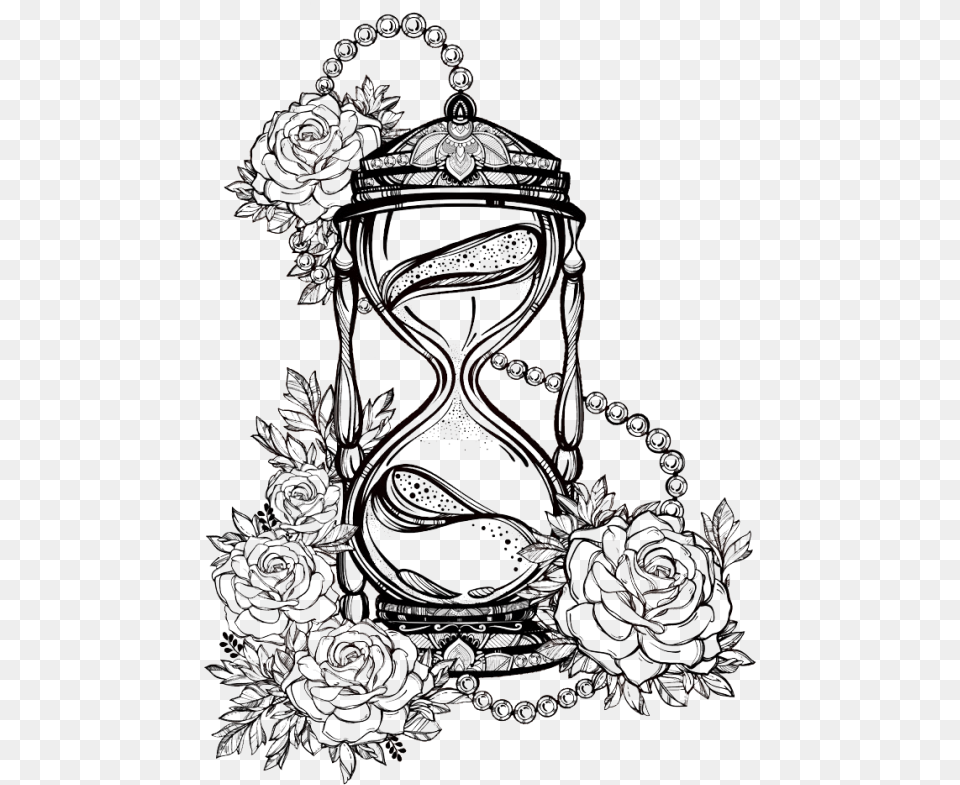 Rose Sketch Lines Drawing Hourglass Hq Image U2013 Broken Hourglass Drawing, Chandelier, Lamp Free Png Download