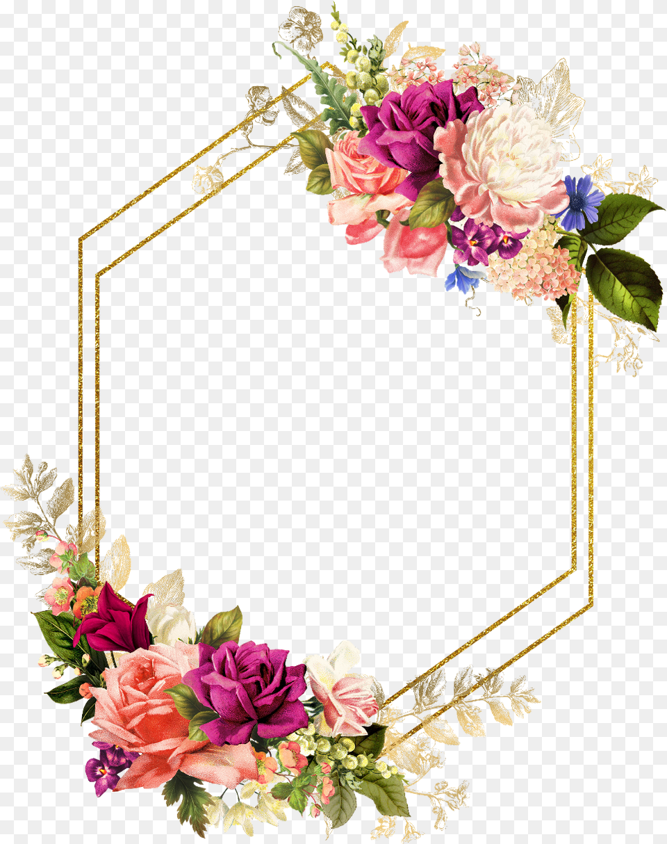 Rose Square Flower Floral Frame Butterfly Gold Floral Frame, Flower Arrangement, Flower Bouquet, Plant, Art Free Png