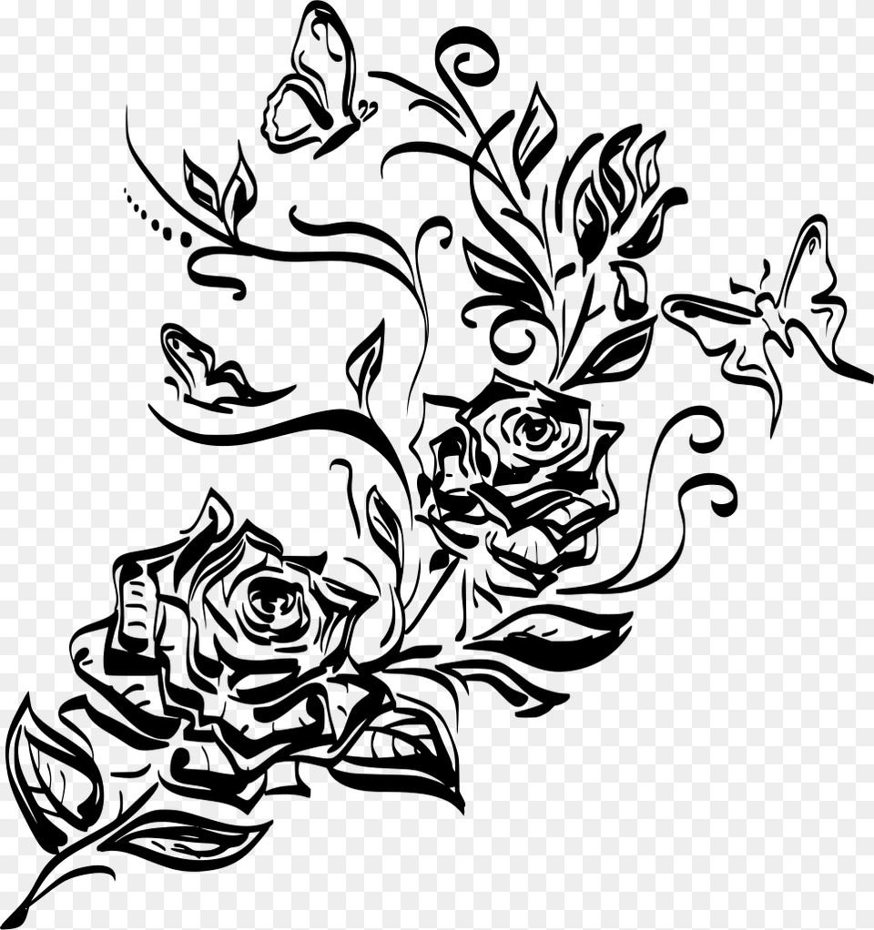 Rose Tattoo, Gray Png