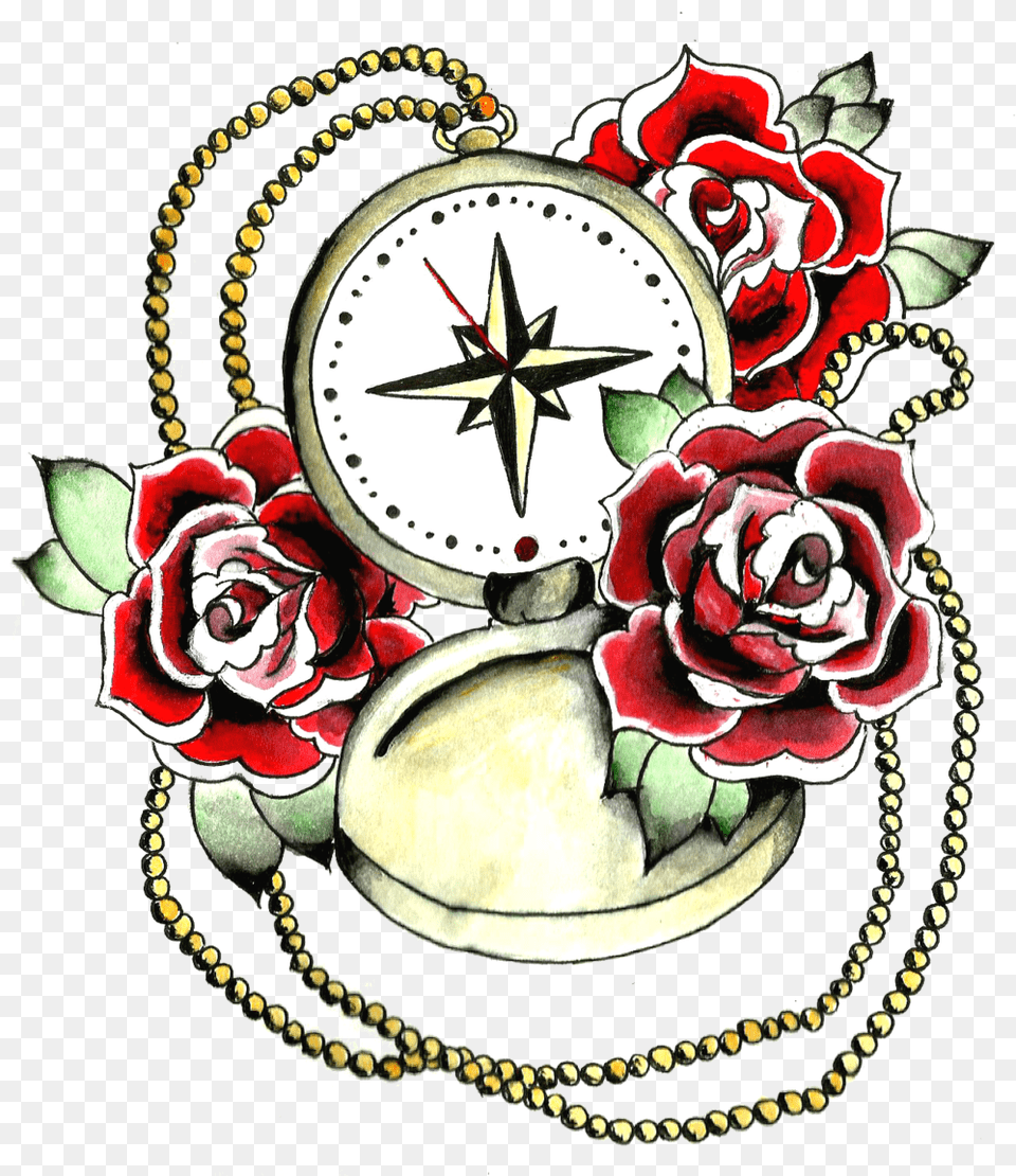 Rose Tattoo Transparent Images Tattoo Compass And Rose Design, Flower, Plant Png Image