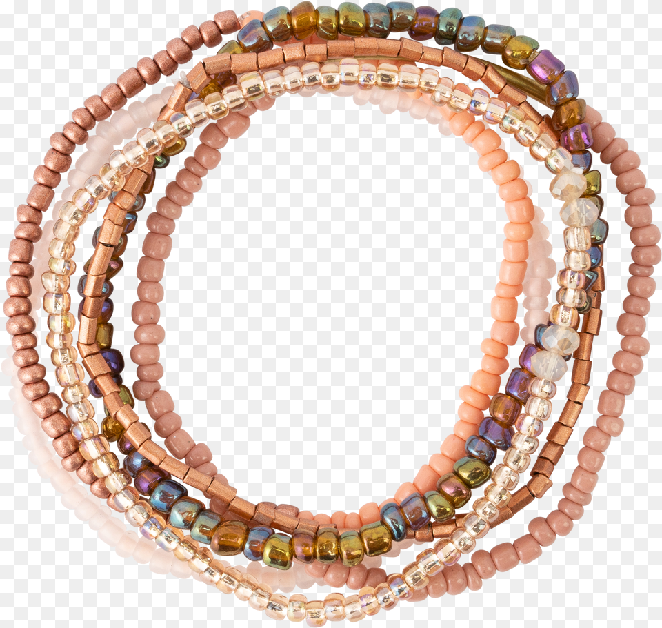 Rose Tones Seed Bead Stackable Bracelet Set Body Jewelry Png
