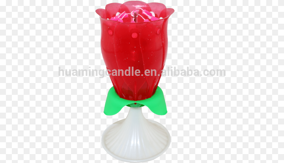 Rose Unrotate Flower Shape Music Birthday Candle Wax Vase, Beverage, Juice, Smoothie, Glass Png Image