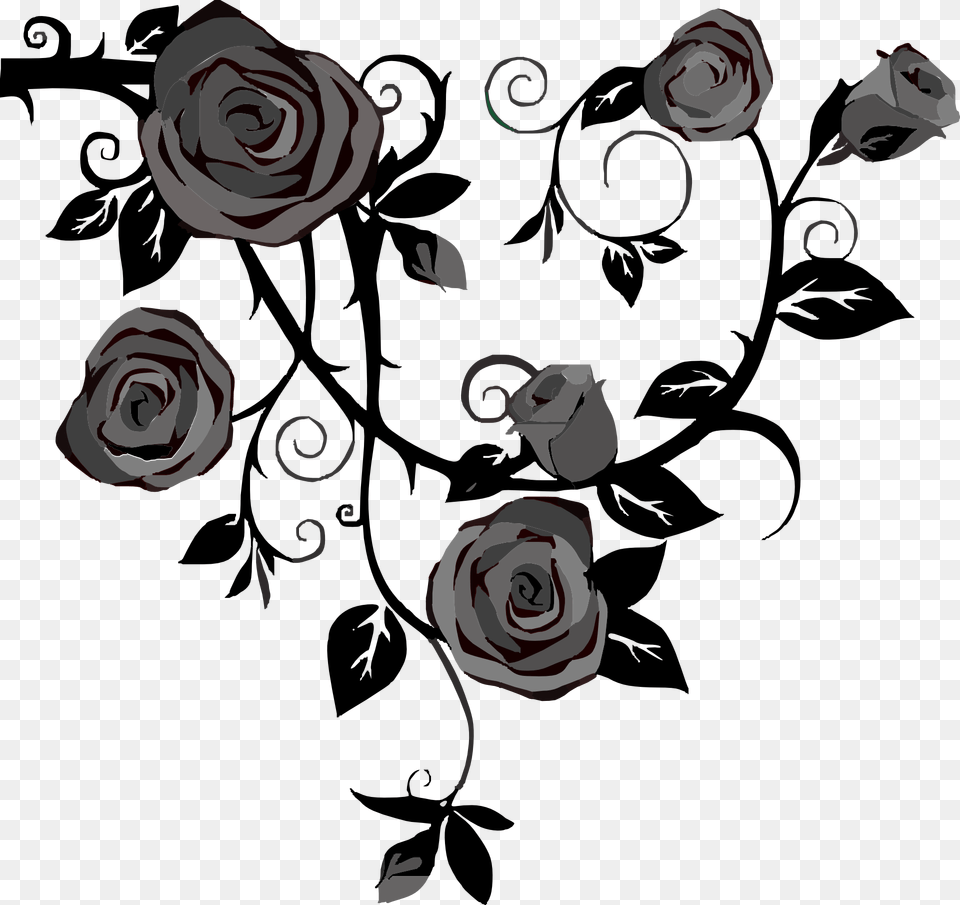 Rose Vine Drawing Thorns, Art, Floral Design, Flower, Graphics Free Png Download