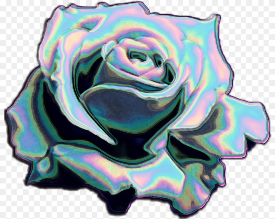 Roseeaster Holo Holographic Holo Iridescent Holographic Blue Stickers Tumblr Roses, Rose, Plant, Pattern, Flower Free Png Download