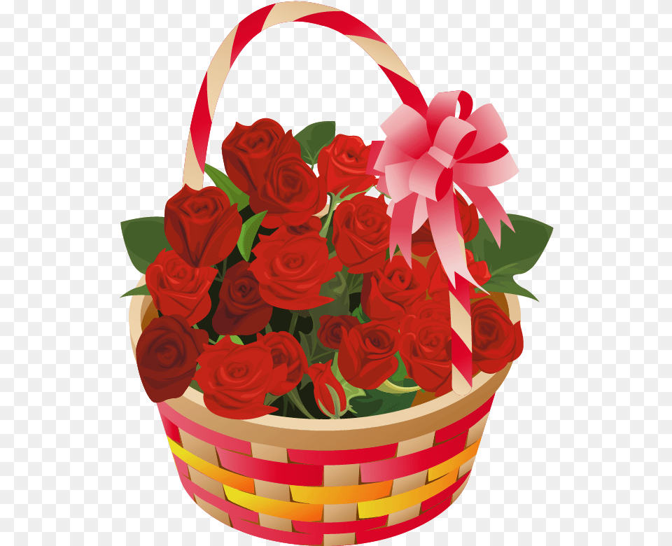 Roses Basket Clipart Valentines Day Basket, Flower, Flower Arrangement, Flower Bouquet, Plant Free Png Download