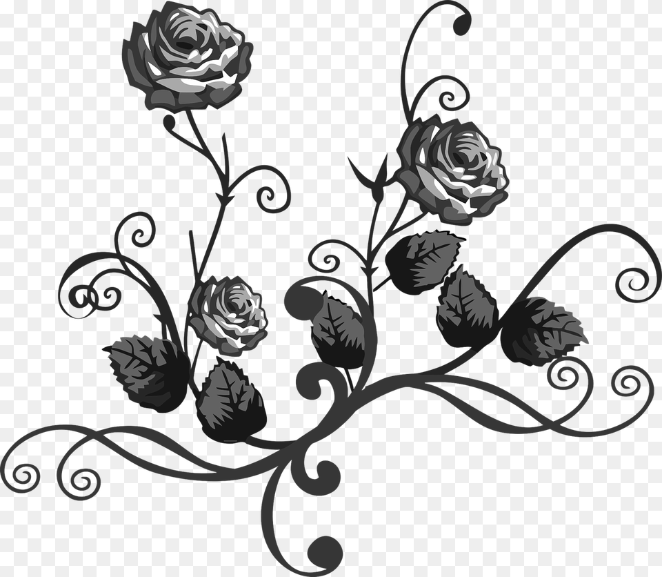 Roses Black And White, Art, Pattern, Graphics, Floral Design Free Transparent Png