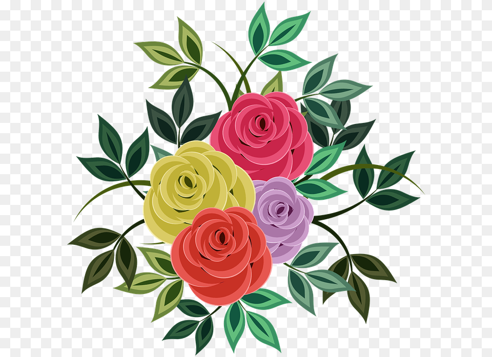 Roses Flowers Floral Plants Spring Flowery Clipart Rosas Coloridas Desenho, Art, Floral Design, Flower, Graphics Free Png Download