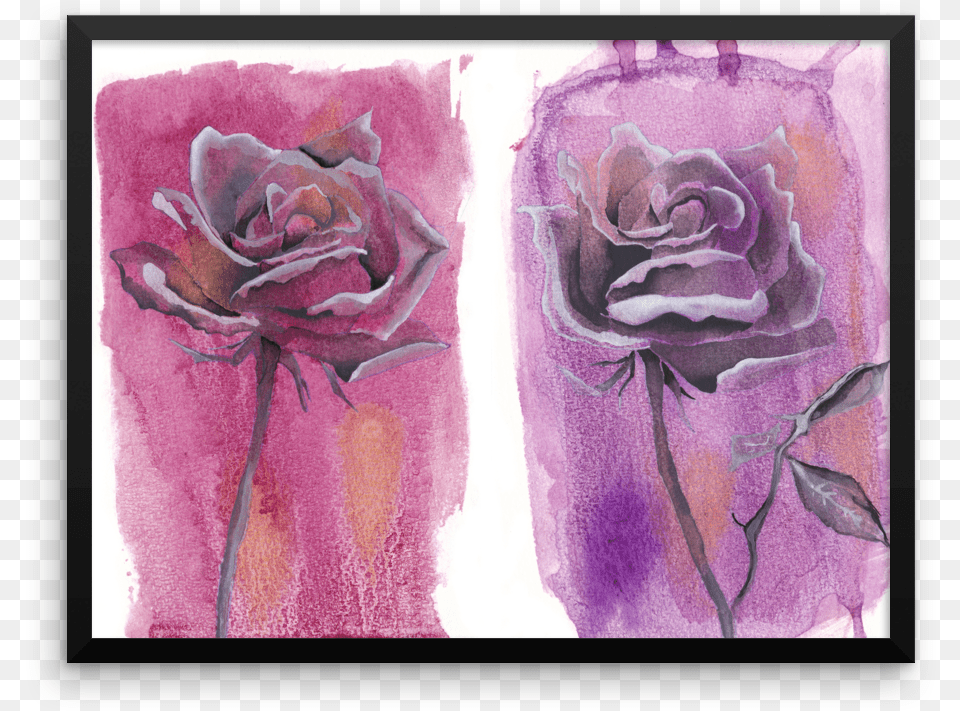 Roses Hand Embellished Giclee Print Hybrid Tea Rose, Flower, Plant, Art, Purple Png