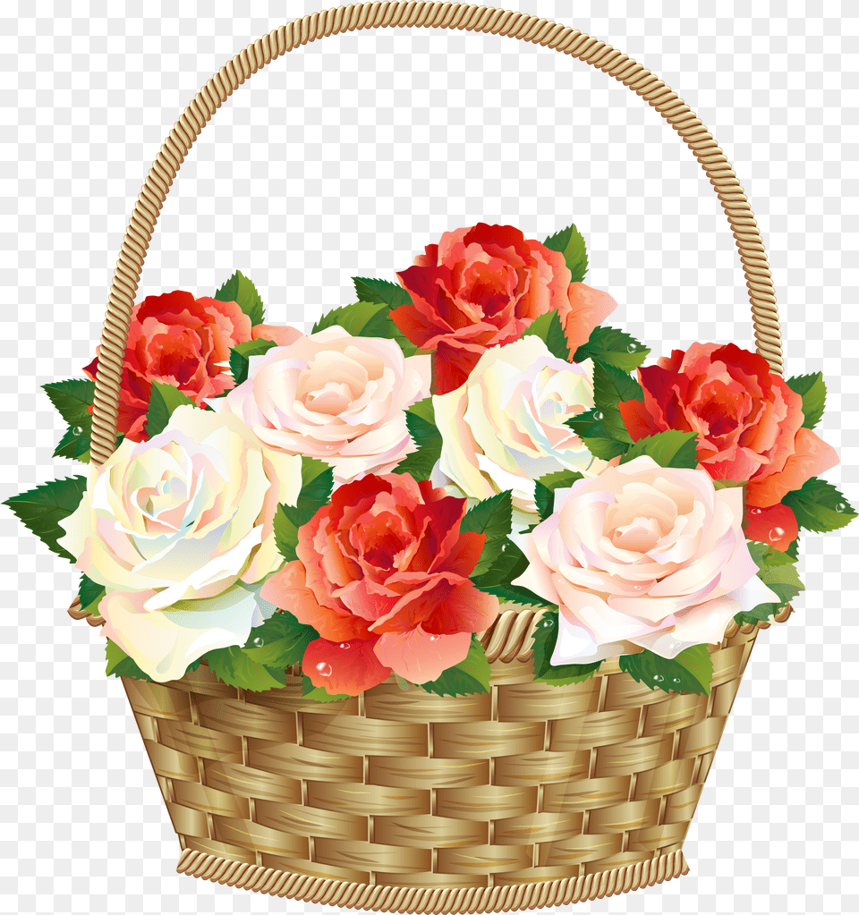 Roses In Clipart Clipart Basket Of Flowers Free Png
