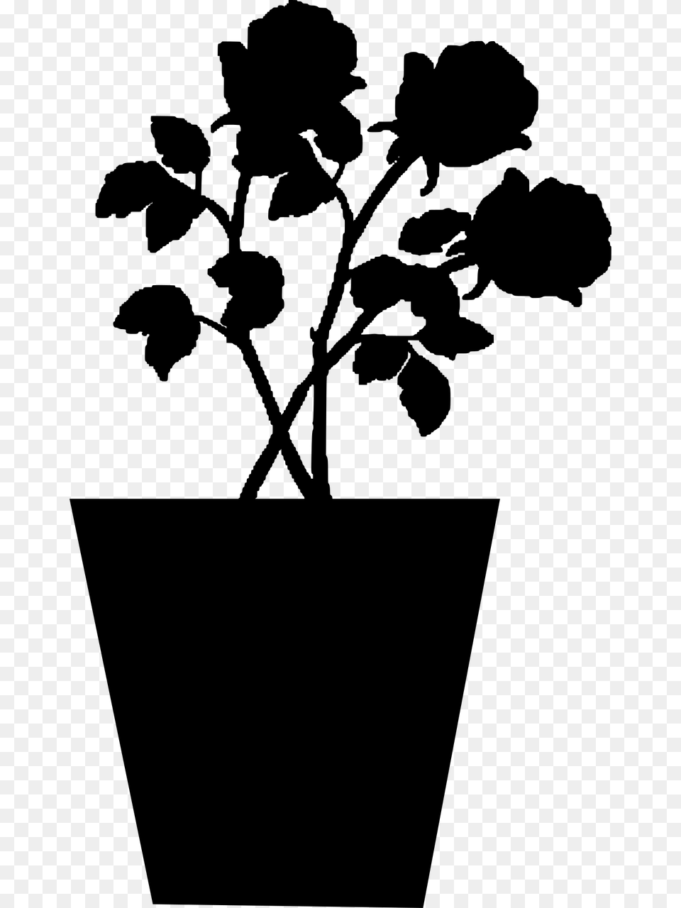 Roses In Vase Transparent Black Clipart, Gray Free Png Download