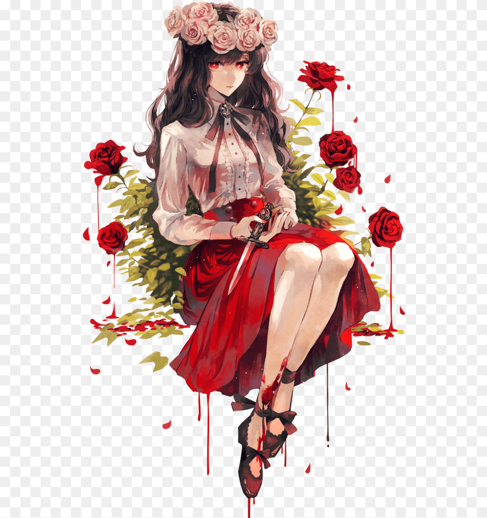 Roses Rose Flowers Blood Bloody Red Aesthetic, Plant, Flower, Art, Graphics Png