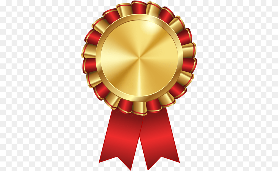 Rosette Ribbon Red Transparent Image Certificate Red Ribbon, Gold, Gold Medal, Trophy Free Png Download