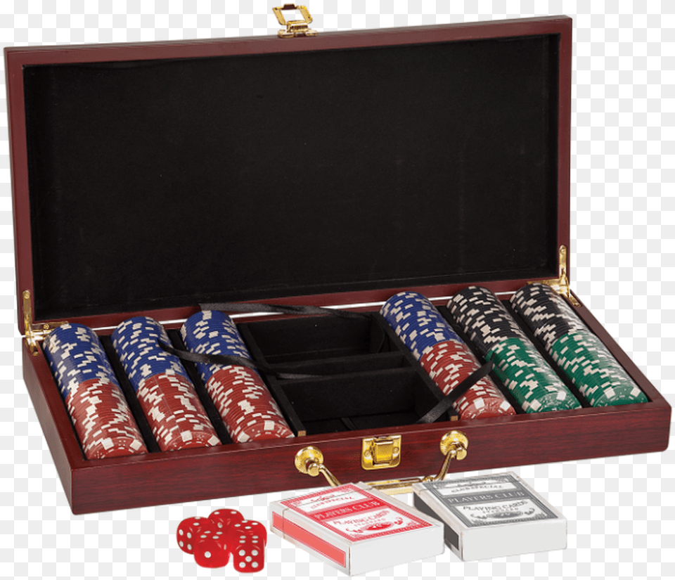 Rosewood Finish Poker Gift Set With 300 Chips 2 Decks, Box, Game, Computer Hardware, Electronics Free Transparent Png