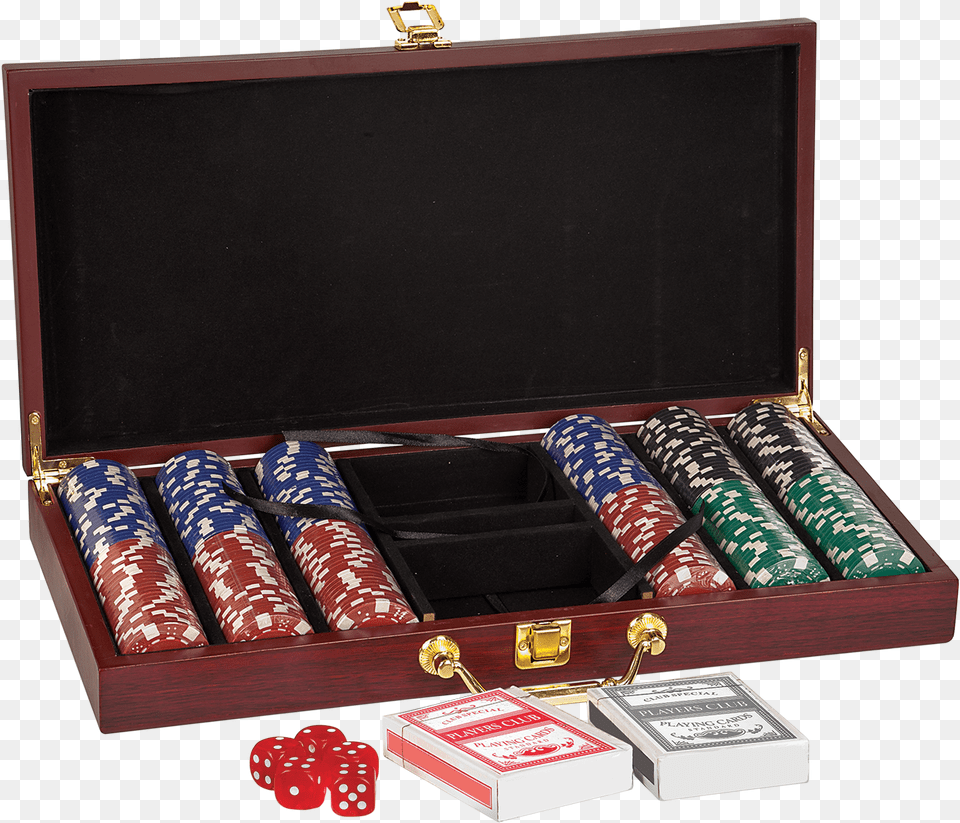 Rosewood Finish Poker Gift Set With 300 Chips 2 Decks, Blackboard, Game, Dynamite, Weapon Png Image