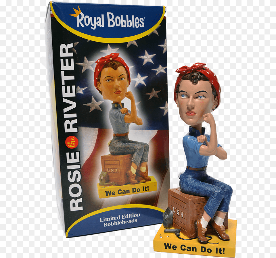Rosie The Riveter Bobblehead Figurine, Clothing, Jeans, Pants, Person Png