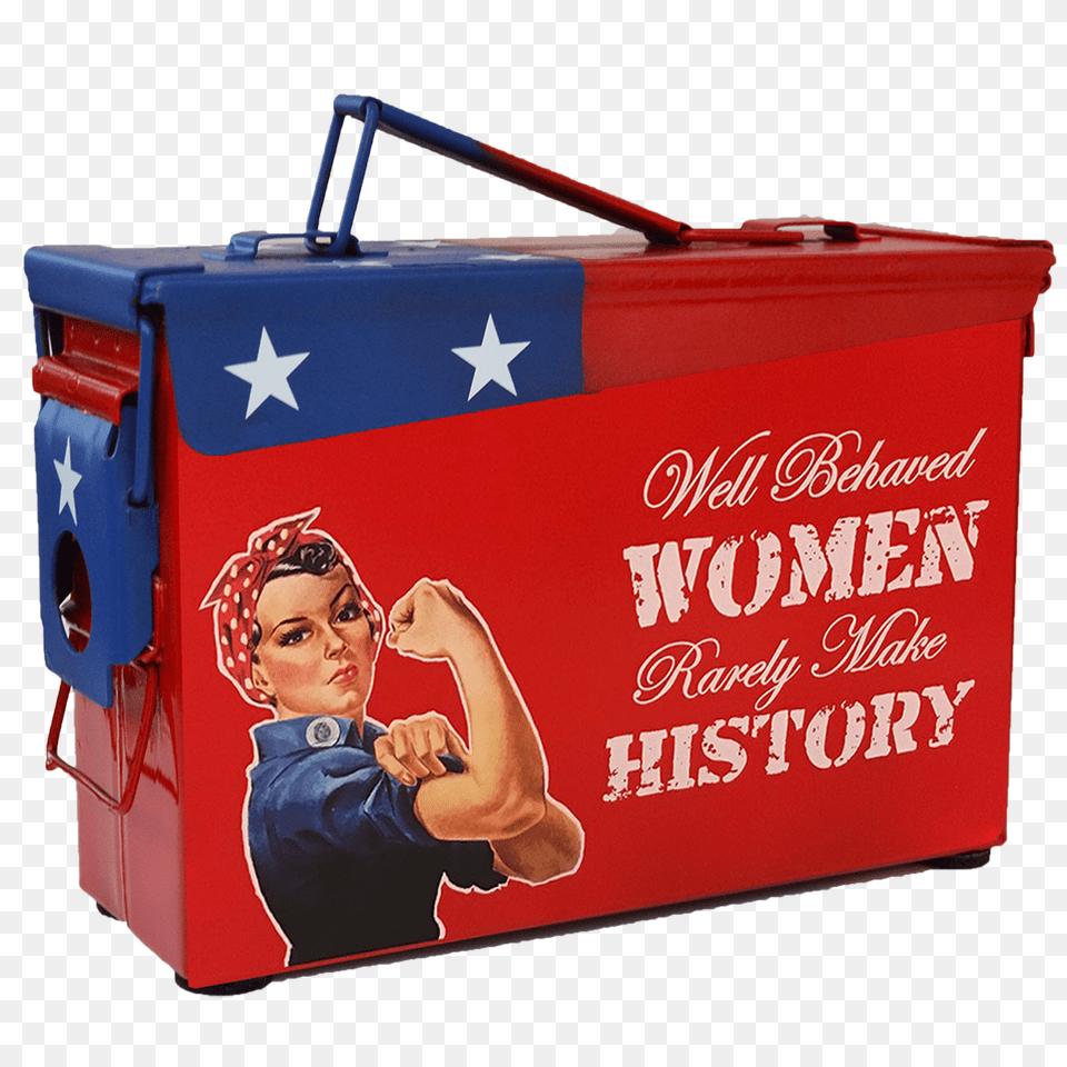Rosie The Riveter Custom Ammo Can In Stars And Stripes, Adult, Man, Male, Person Png Image