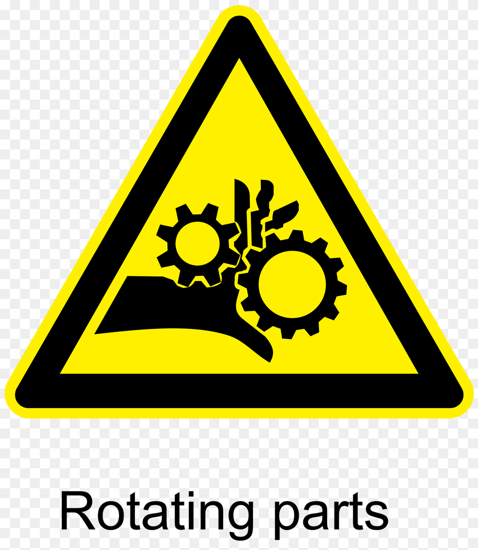 Rotating Parts Warning Sign Clipart, Symbol, Triangle, Road Sign Png Image