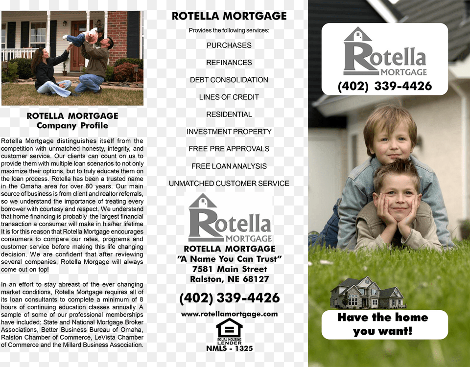 Rotella Mortgage Is An Equal Opportunity Housing Lender Brochure, Lawn, Plant, Photography, Person Free Transparent Png