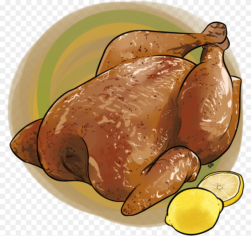 Rotisserie Chicken By Eveeoni Draw A Rotisserie Chicken, Food, Roast, Meal, Fruit Free Transparent Png