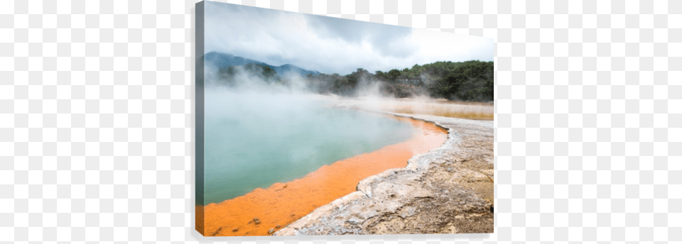 Rotorua Hot Pool With Steam New Zealand Canvas Print Hot Spring, Nature, Outdoors, Water, Mountain Free Png