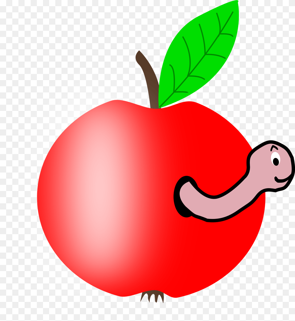 Rotten Apple Clipart Free Download Apple With A Worm, Food, Fruit, Plant, Produce Png