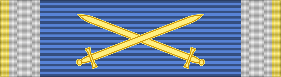Rou Aeronautical Virtue Medal 2002 War Ribbon 1st Class Bar Clipart, Airport, Sword, Weapon, Aircraft Free Png Download