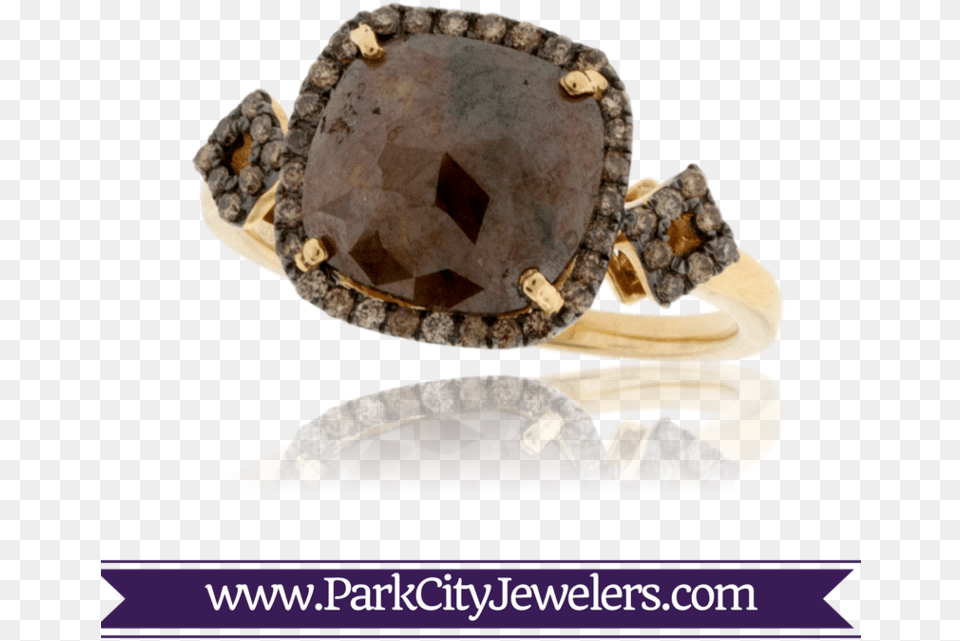Rough Brown Diamond And Brown Accent Diamond Ring Engagement Ring Colored Stone Gold, Accessories, Gemstone, Jewelry, Mineral Free Transparent Png