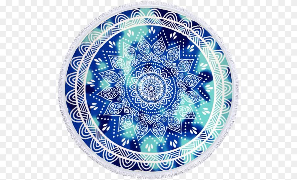 Round Beach Towel Mandala Thick Towel With Tassels, Home Decor, Plate, Art, Rug Png