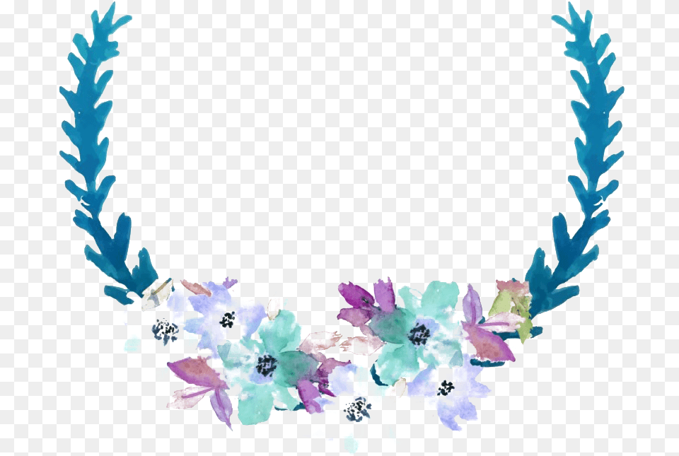Round Blue Floral Image Transparent Background Watercolor Flower, Accessories, Plant, Flower Arrangement, Pattern Free Png Download