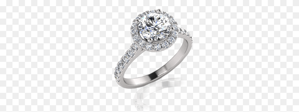 Round Brilliant Cut Halo Engagement Ring Diamond Diamond Ring Halo, Accessories, Jewelry, Gemstone, Silver Free Transparent Png