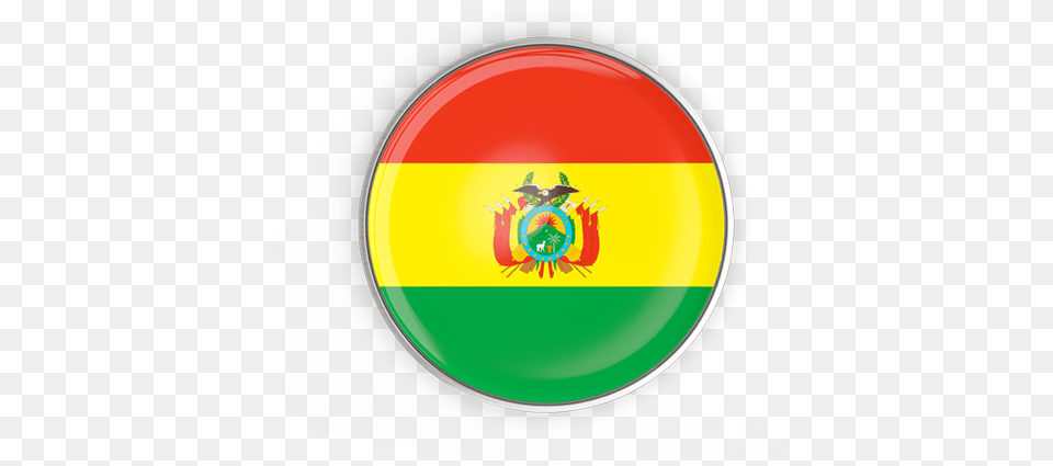 Round Button With Metal Frame Bolivia Flag Round, Logo, Badge, Symbol, Photography Free Transparent Png