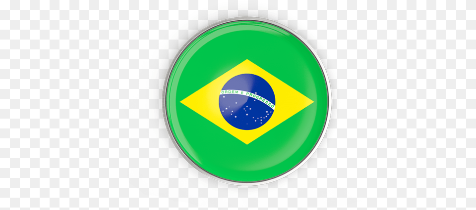 Round Button With Metal Frame Brazil Round Flag, Sphere, Logo, Disk, Badge Png Image